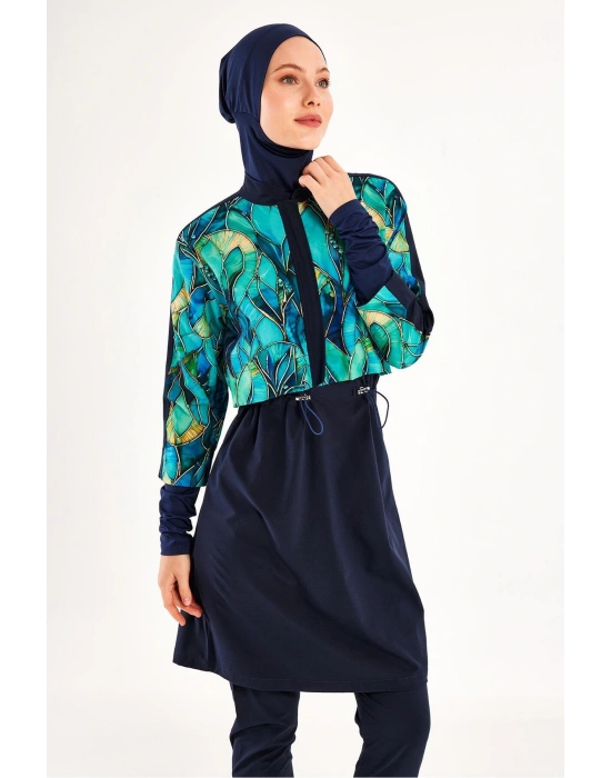 Koyu Lacivert Kadın Elena Uzun Kollu Tesettür Mayo