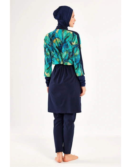 Koyu Lacivert Kadın Elena Uzun Kollu Tesettür Mayo