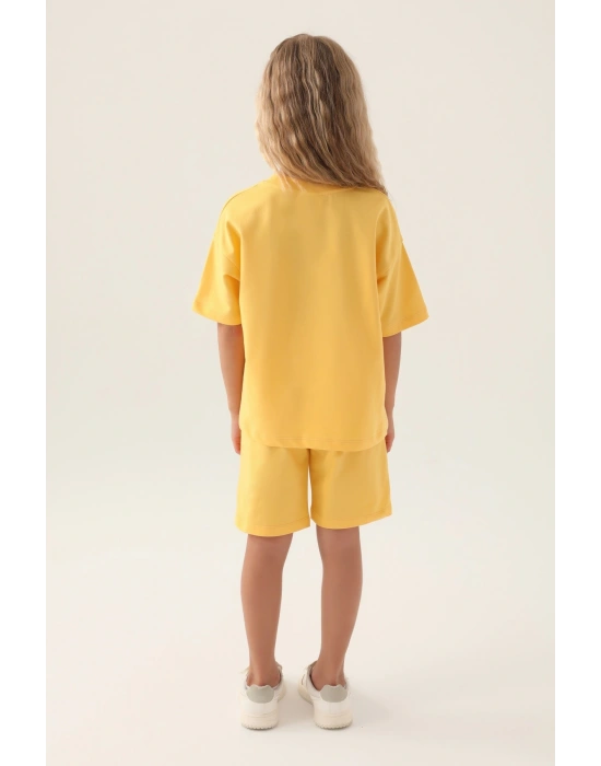 US Polo Assn. Kız Çocuk Sarı Tişört ve Şort Bermuda Takım
