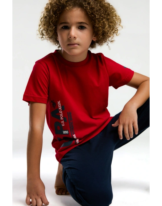 U.S. Polo Assn. Erkek Çocuk Kırmızı Kısa Kol Pijama Takım