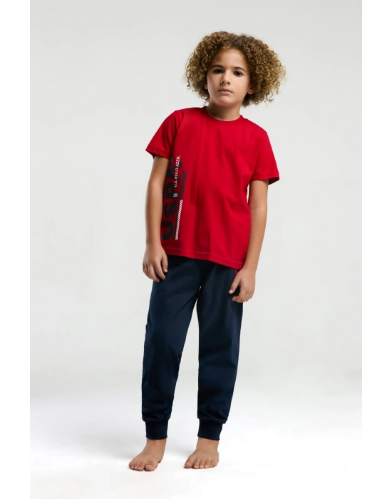 U.S. Polo Assn. Erkek Çocuk Kırmızı Kısa Kol Pijama Takım