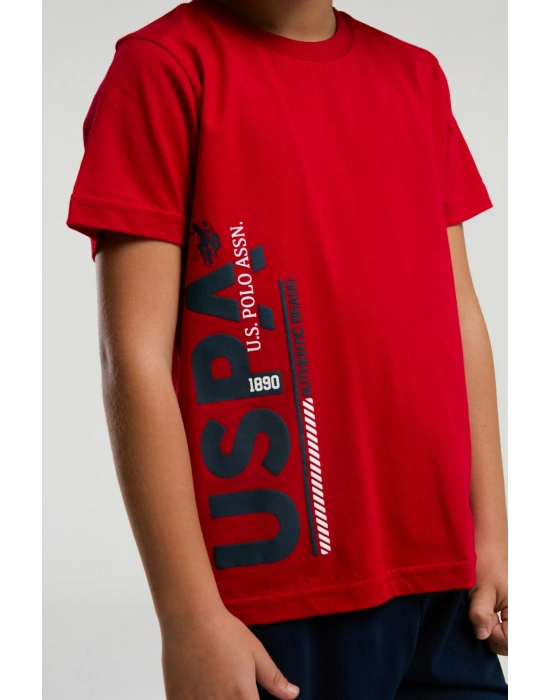U.S. Polo Assn. Erkek Çocuk Kırmızı Kısa Kol Pijama Takım