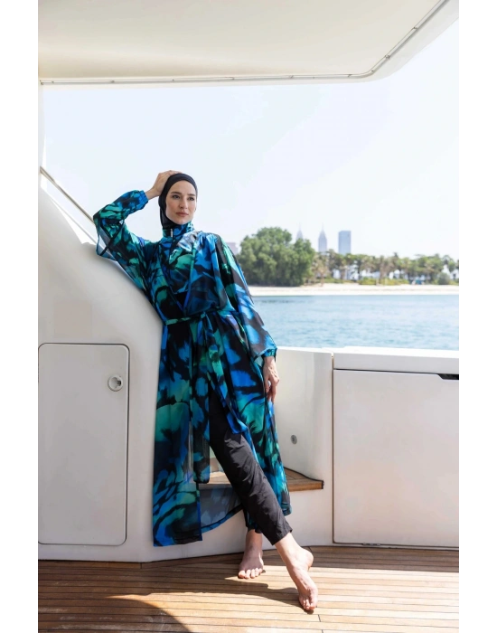 Alfasa Crop Görünümlü Şapkalı Tesettür Mayo