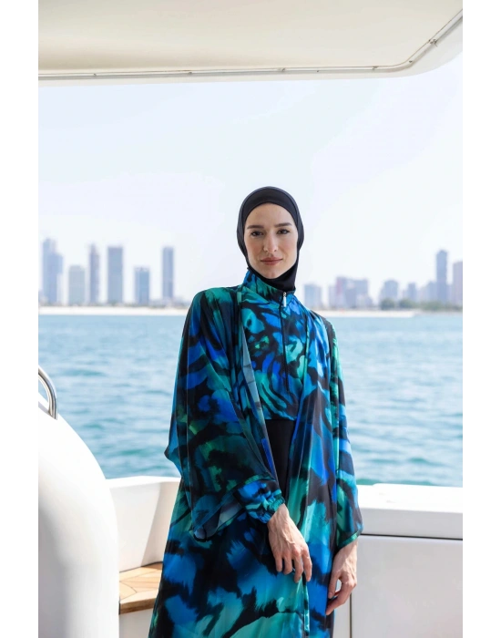 Alfasa Crop Görünümlü Şapkalı Tesettür Mayo