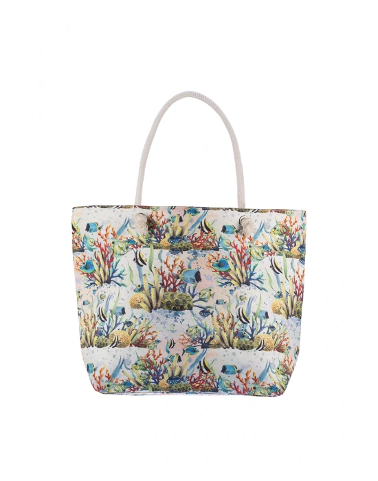 Kadın Fermuarlı Plaj Çantası Desenli Plaj Çantası Günlük Çanta Piknik Çantası Y25670-02