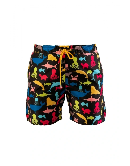 Renkli Denizaltı Desenli Premium Erkek Şort Mayo