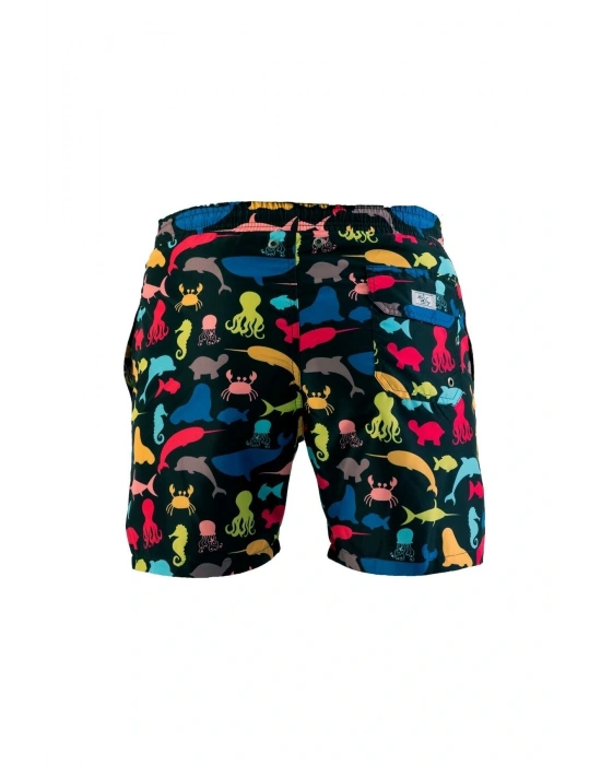 Renkli Denizaltı Desenli Premium Erkek Şort Mayo