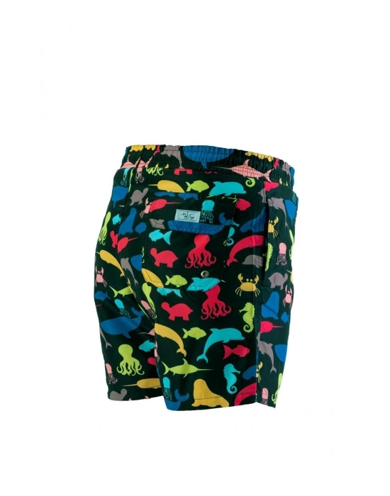 Renkli Denizaltı Desenli Premium Erkek Şort Mayo