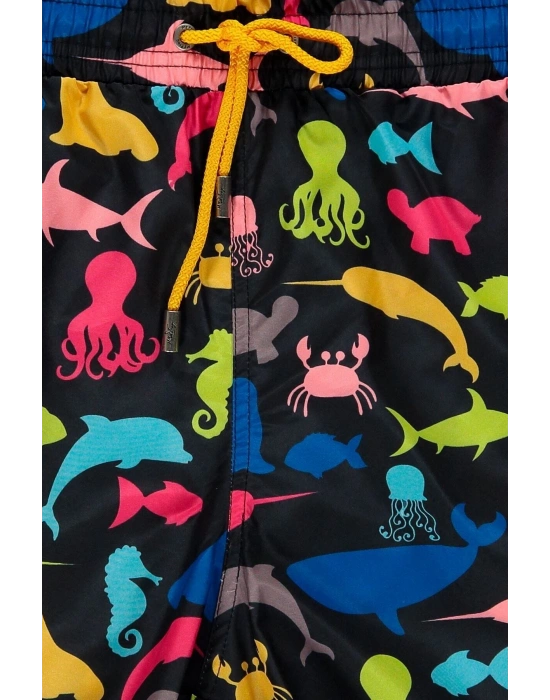 Renkli Denizaltı Desenli Premium Erkek Şort Mayo