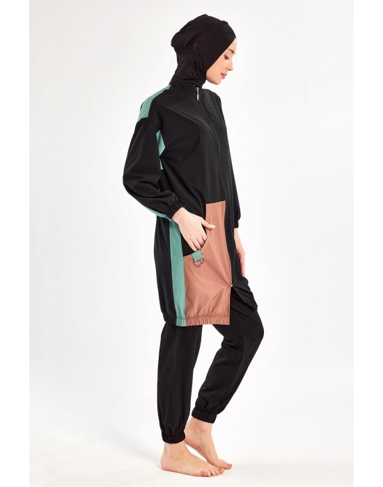 SPORCU LİKRA PARAŞÜT KUMAŞ HIZLI KURUYAN KADIN TESETTÜR MAYO