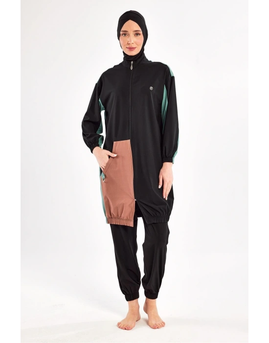 SPORCU LİKRA PARAŞÜT KUMAŞ HIZLI KURUYAN KADIN TESETTÜR MAYO