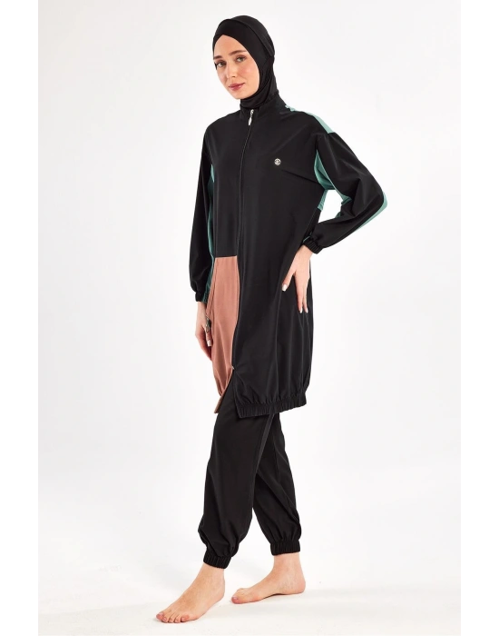 SPORCU LİKRA PARAŞÜT KUMAŞ HIZLI KURUYAN KADIN TESETTÜR MAYO