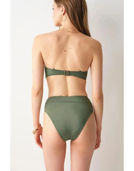 Yeni Sezon Kadın Blush Dolgulu Straplez Haki Renk Bikini Üstü HR202525