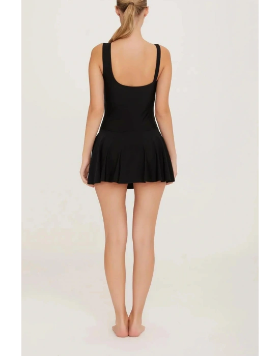 Su Tutmayan Kumaş Tül Detaylı Etekli Mayo