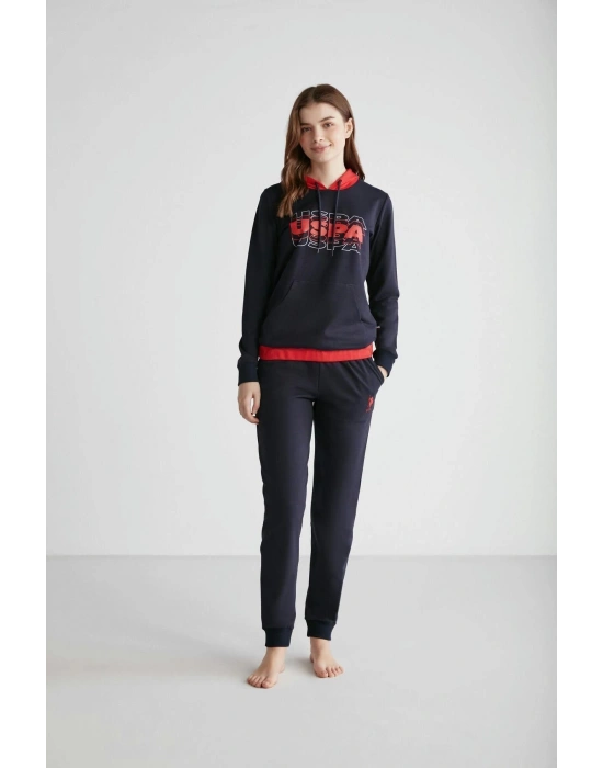 - Kadın Lacivert Kapşonlu Pijama Takımı 16945