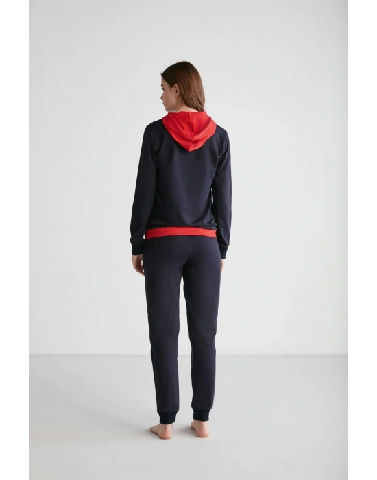 - Kadın Lacivert Kapşonlu Pijama Takımı 16945