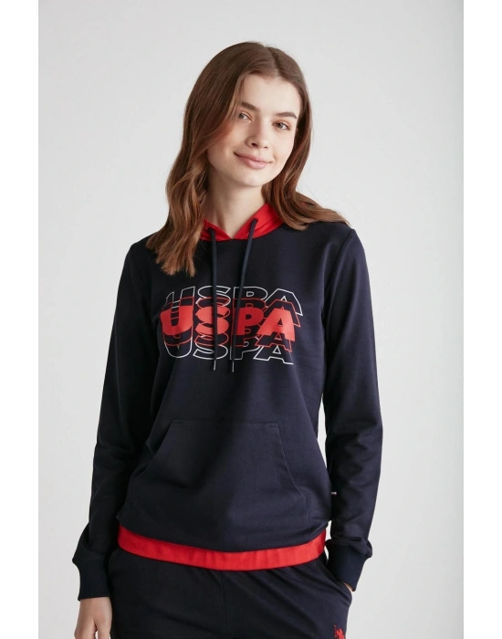 - Kadın Lacivert Kapşonlu Pijama Takımı 16945