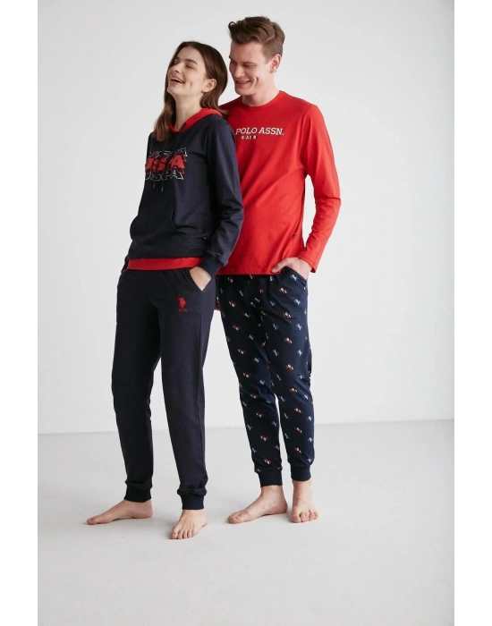 - Kadın Lacivert Kapşonlu Pijama Takımı 16945