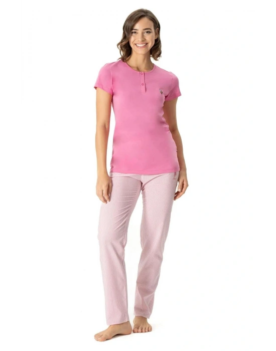 U.S. Polo Assn. 17035 Çizgili Yarım Kollu Pijama Takım