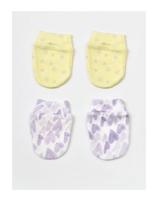 Organik Eldiven 2li Love You Baby Yellow Lavender