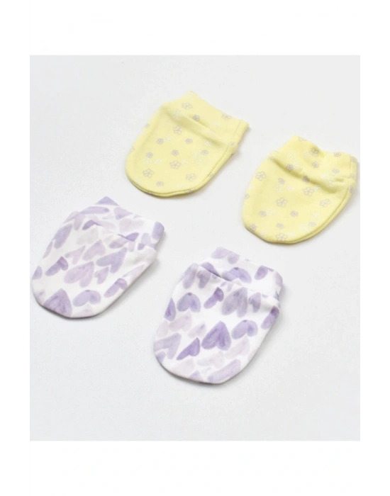 Organik Eldiven 2li Love You Baby Yellow Lavender