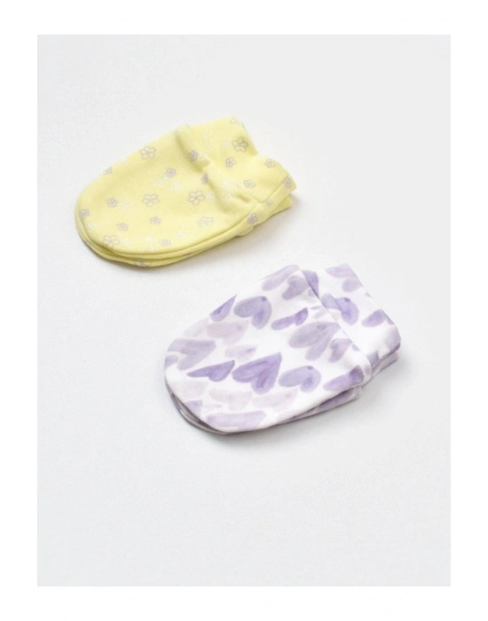 Organik Eldiven 2li Love You Baby Yellow Lavender