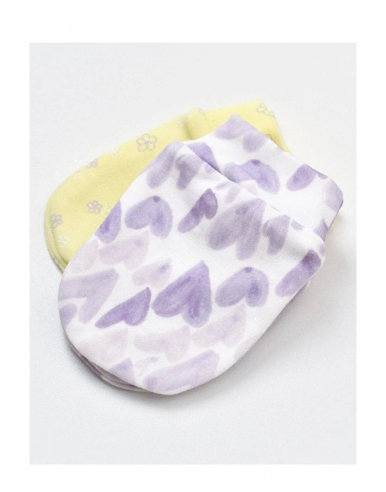 Organik Eldiven 2li Love You Baby Yellow Lavender