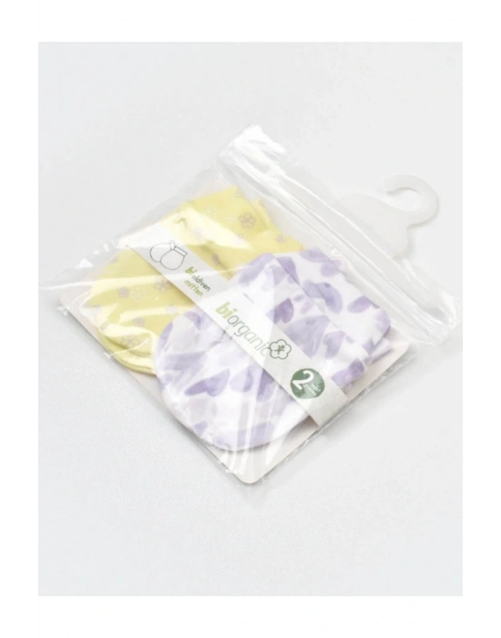 Organik Eldiven 2li Love You Baby Yellow Lavender