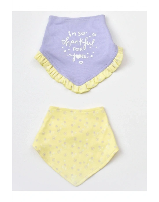Organik Fular Önlük 2li Love You Baby Yellow Lavender