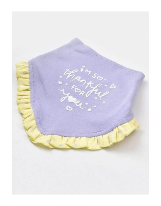 Organik Fular Önlük 2li Love You Baby Yellow Lavender