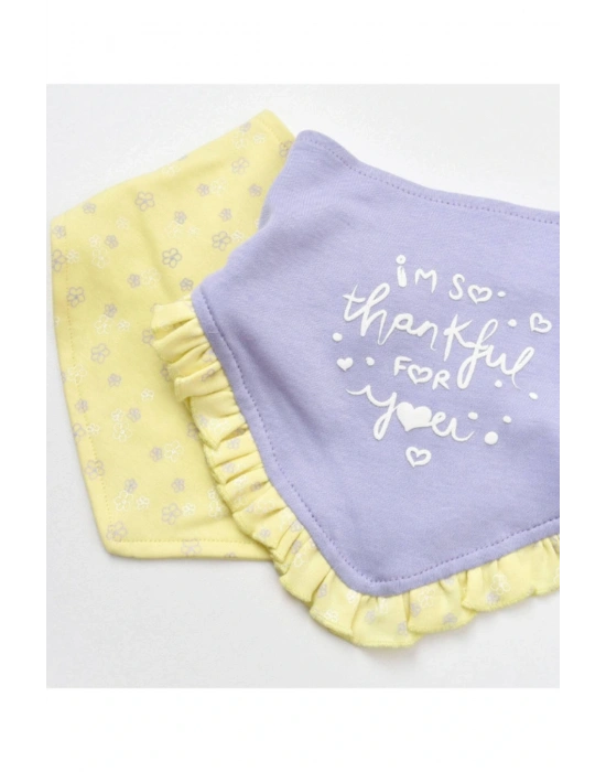 Organik Fular Önlük 2li Love You Baby Yellow Lavender
