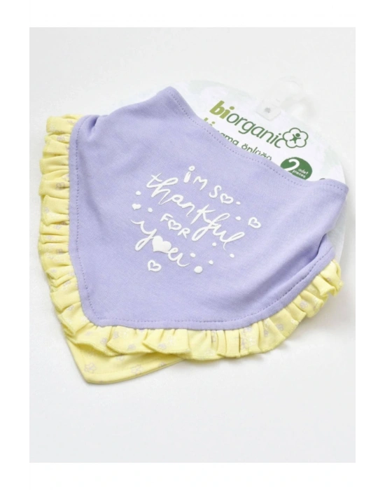 Organik Fular Önlük 2li Love You Baby Yellow Lavender