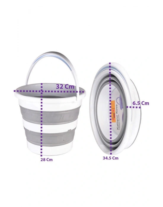 Bebek Ve Çocuk Katlanır Su Kovası Gri(12,8 Litre), Banyo Kovası (sk-315)