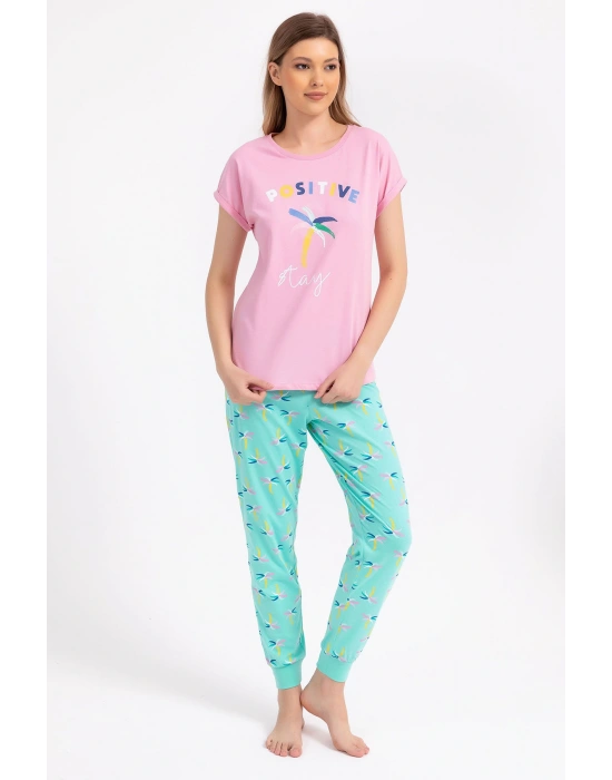 Rolypoly Positive Stay Pembe Kadın Pijama Takımı