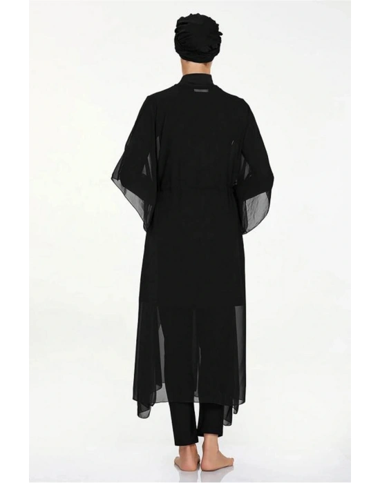 SİYAH BELİ BAĞCIKLI TESETTÜR PAREO 6039