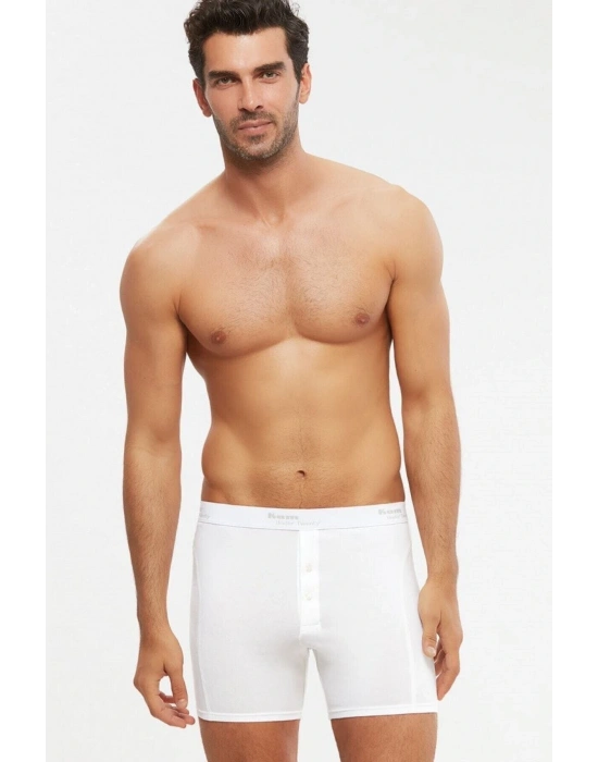 Erkek Long Şort 2li Fırsat Paketi Pamuklu Modal Likralı Önden Düğmeli Uzun Boxer Şort