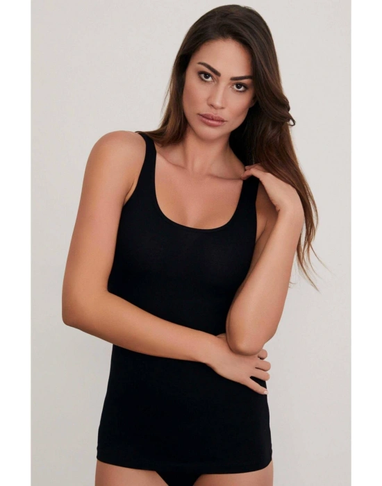 Kadın Siyah Kalın Askılı Atlet-611