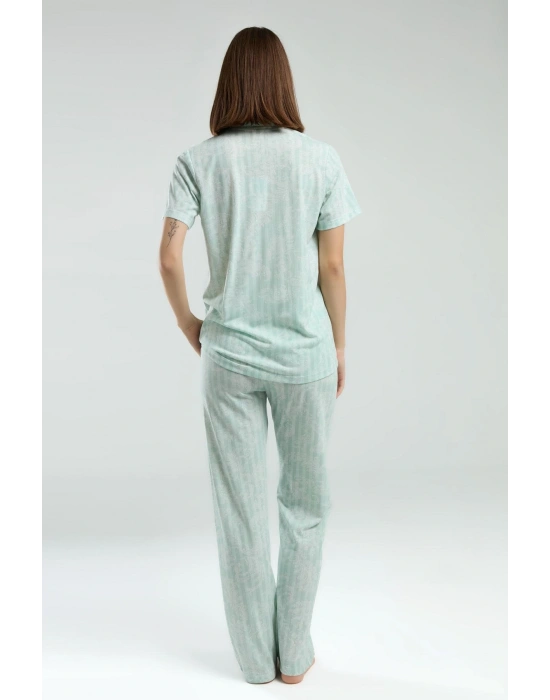 Cepli, Gömlek Yaka, Düğmeli, Kısakollu, Kutulu, Yazlık Pijama Takım