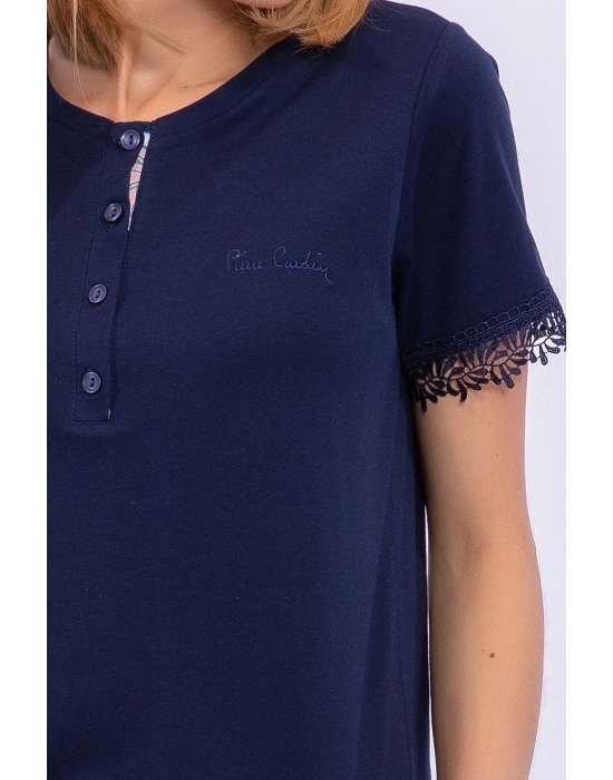 Yaprak Desenli Lacivert Kadın Homewear