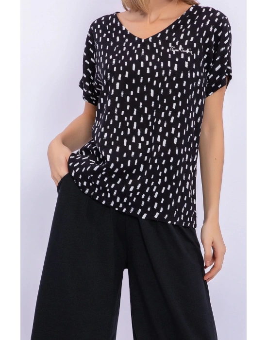 Siyah Kadın Poplin Kapri Takım