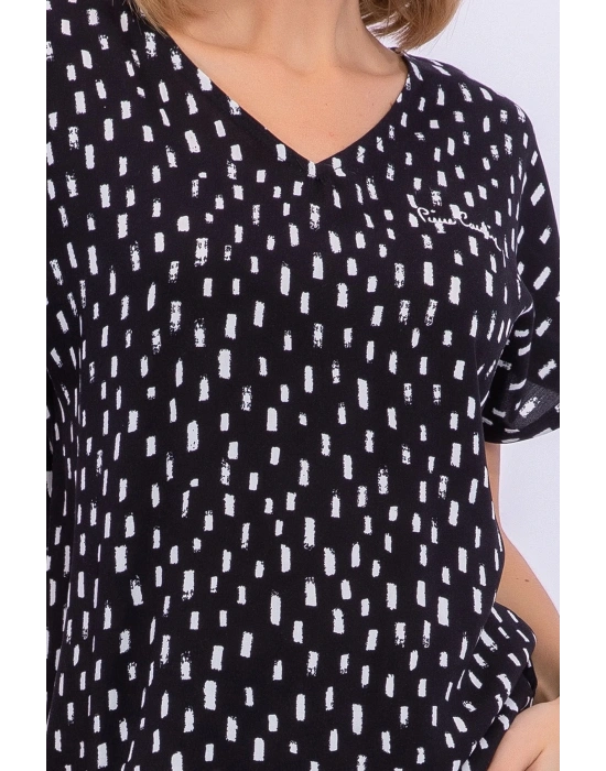 Siyah Kadın Poplin Kapri Takım