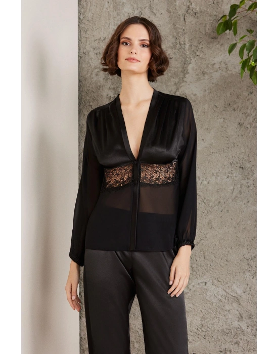 Saten Gecelik Sabahlık Pijama Takım Şort Takım 6lı Gelin Çeyiz Seti - 6005