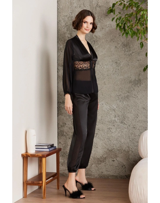 Saten Gecelik Sabahlık Pijama Takım Şort Takım 6lı Gelin Çeyiz Seti - 6005