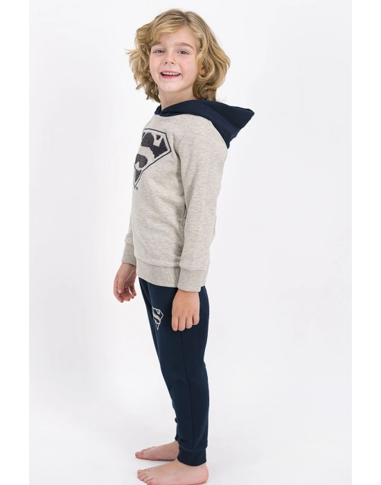 Erkek Çocuk Bej Payetli Kapüşonlu Eşofman Takımı