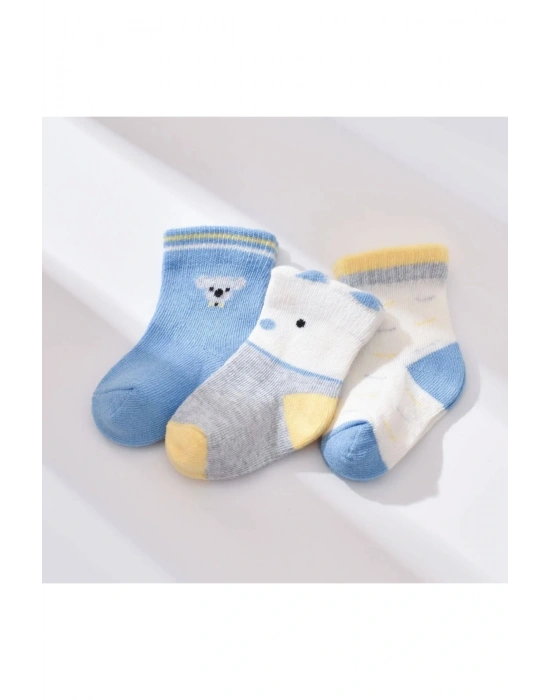 Biorganic Papyonlu Koala Erkek 3lü Çorap 68447 Mavi