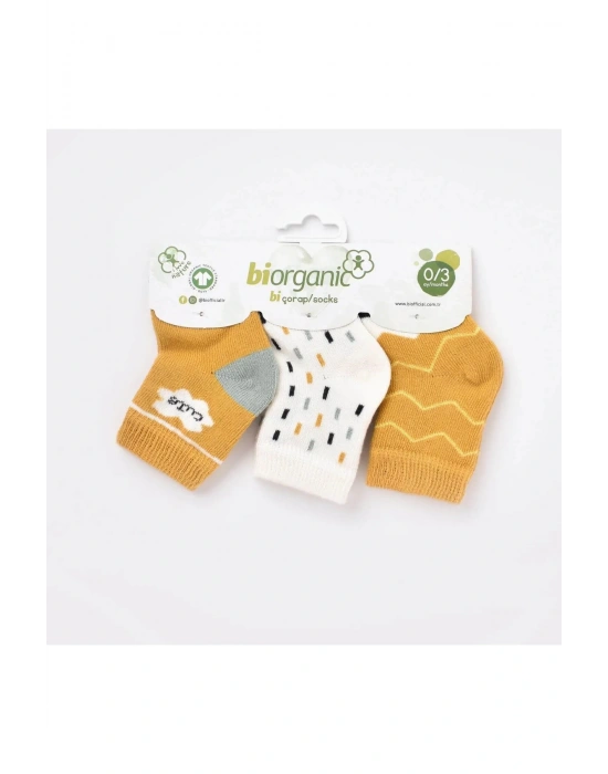 Bibaby Biorganic Cute Erkek 3Lü Çorap 68448 Hardal
