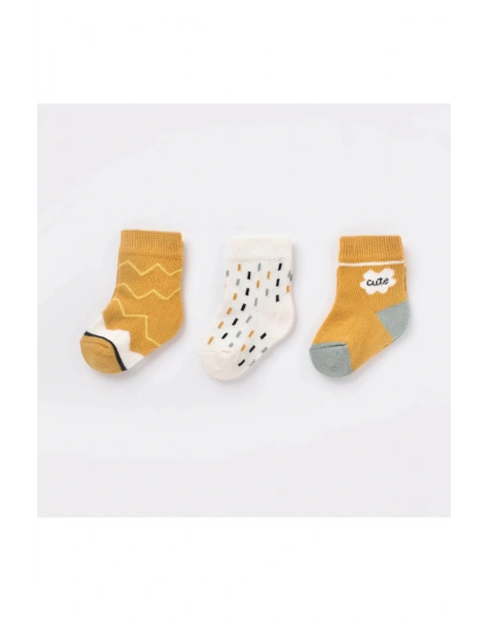 Bibaby Biorganic Cute Erkek 3Lü Çorap 68448 Hardal