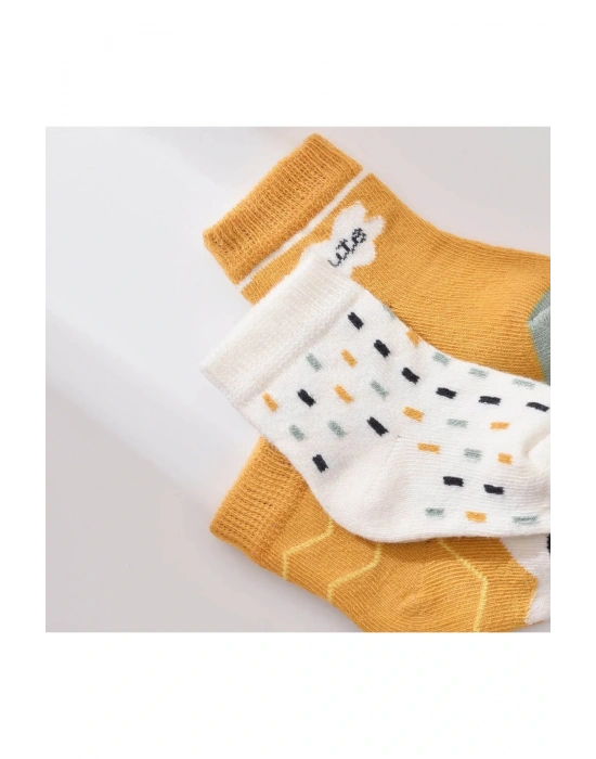 Bibaby Biorganic Cute Erkek 3Lü Çorap 68448 Hardal