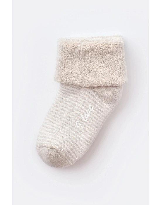 Bebek Kaydırmaz Havlu Çorap Bej