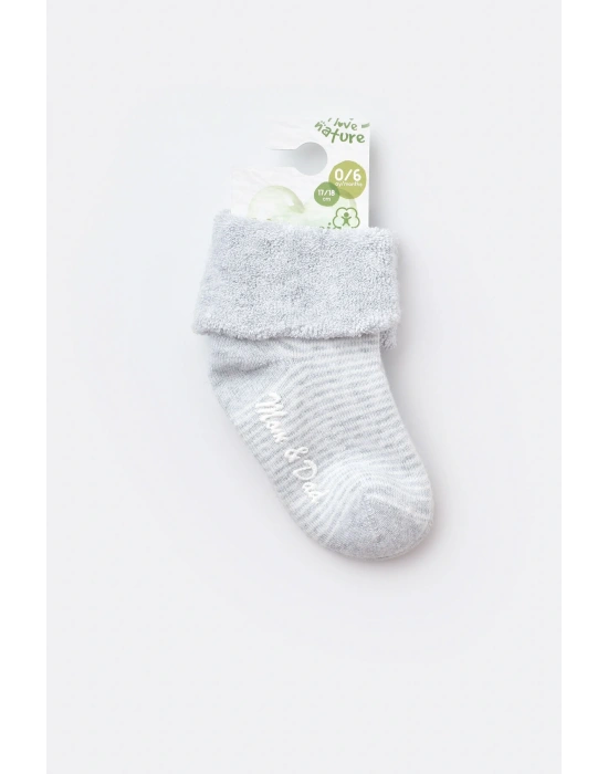 Bebek Kaydırmaz Havlu Çorap Gri